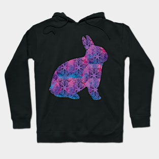 Zentangle Rabbit in Purple and Blue Hoodie